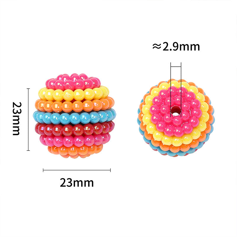 Wholesale 50pcs/pack Colorful striped acrylic bayberry ball beaded DIY accessories